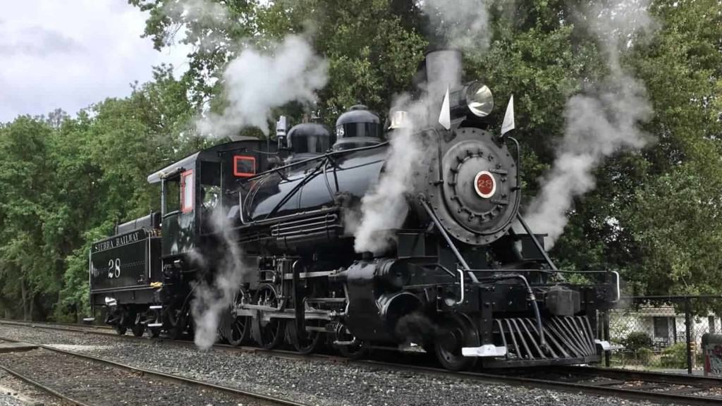 steam engine on tracks