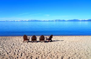 Chairs on Lake Tahoe beach