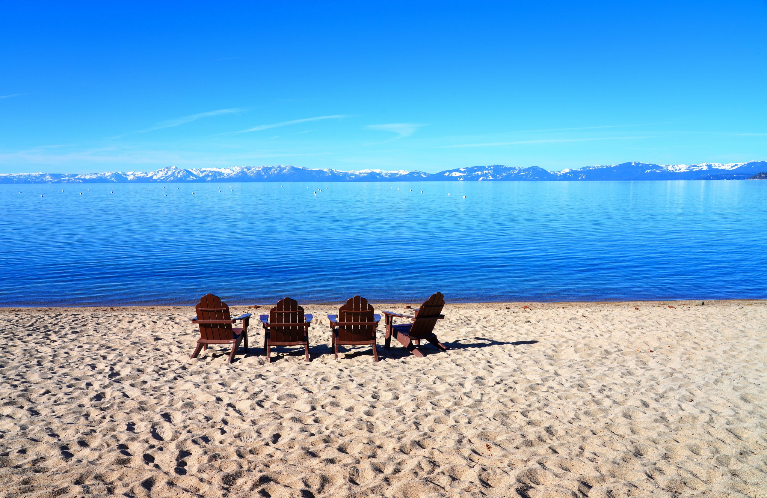 Chairs on Lake Tahoe beach