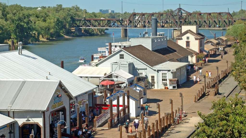 Aerial view of Old Sacramento