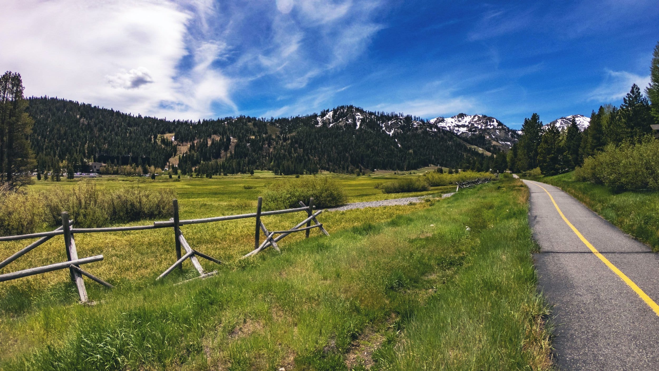 Squaw Valley meadow with mountains
