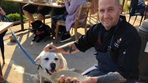 Chef Avram prepares dinner for Maya at Chaminade Resort, Santa Cruz. Photo by Dave Kendrick.