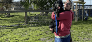 Miranda's Rescue dog and adopter.