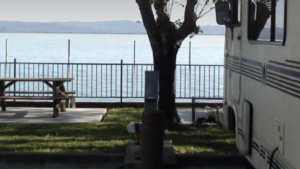 Aurora RV Park view to Clear Lake from a site