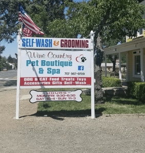 Wine country pet boutique and spa sign