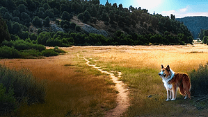 Dog on trail