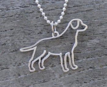 Silver dog silhouette necklace