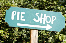 Pie shop sign at apple hill