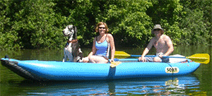 Dog on a raft in Russian River