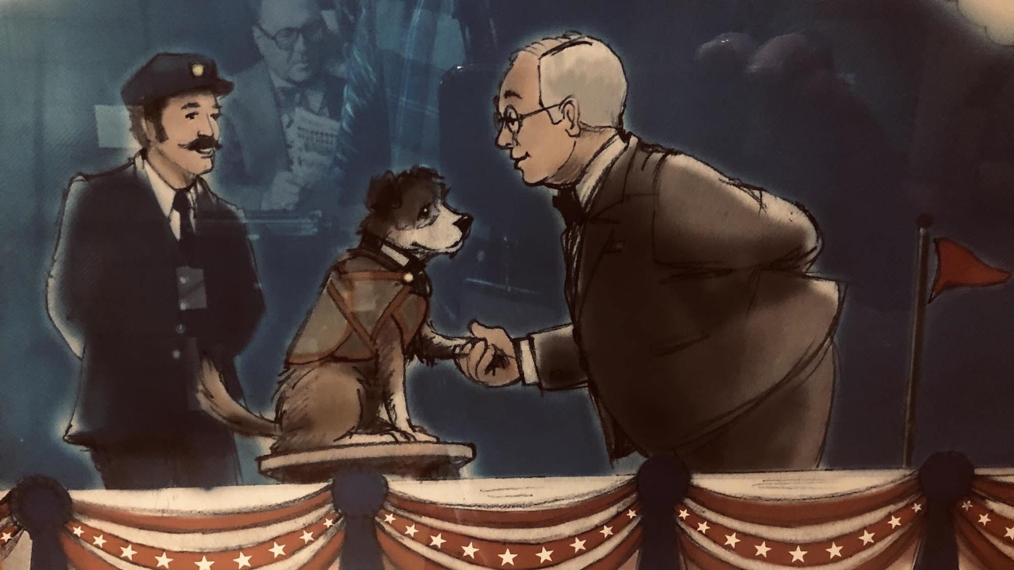 Dog shaking hands with person illustration