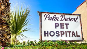 Sigh that reads "Palm Desert Pet Hospital"