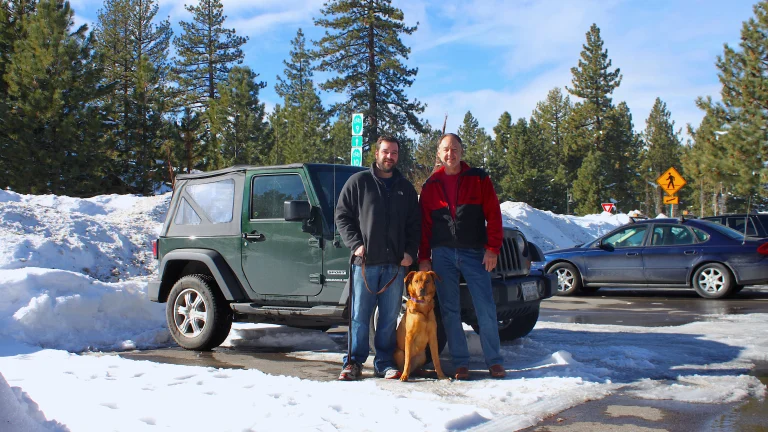 Lola, dad Jeff and grandpa Dave, head out for the SNO-Parks.