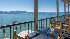 tables overlooking water