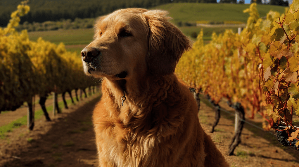 Dog in vineyards