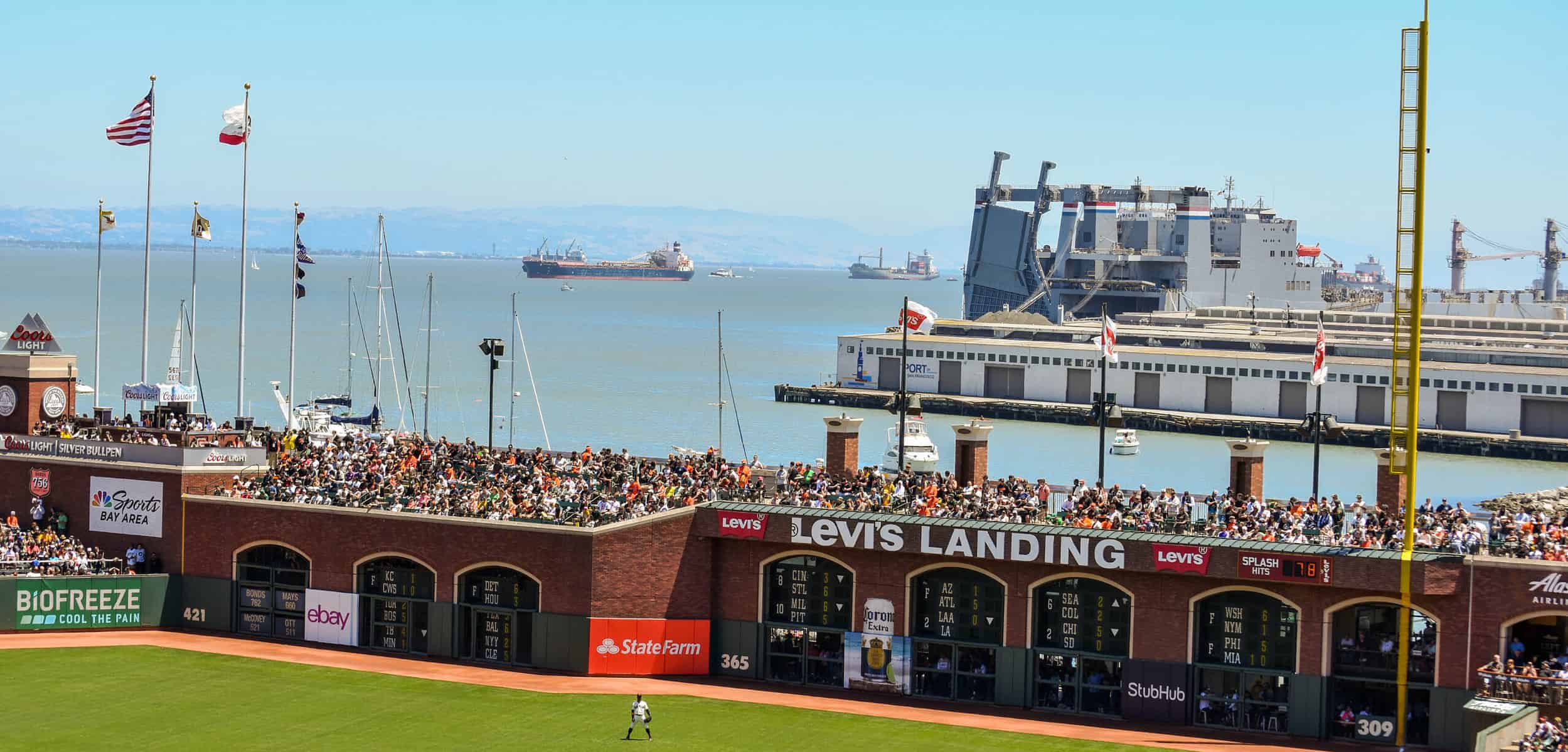 Oracle park field with bay in distance
