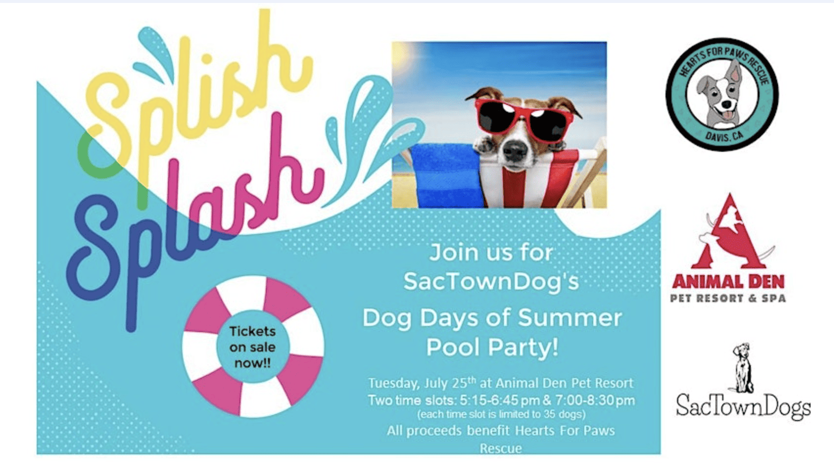 a flyer for a dog days of summer pool party.