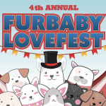 Graphic with the words 4th Annual Furbaby Lovefest, animals and a circus tent