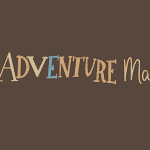 The adventure markets logo on a brown background.
