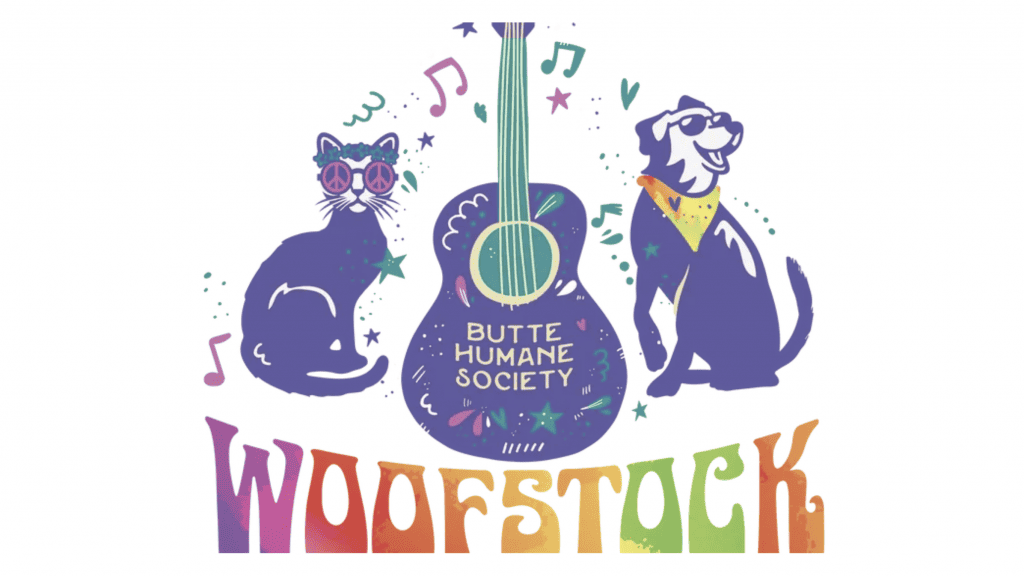 The Woofstock logo chiefly showcases the spirit of the festival, incorporating elements that represent Chico, a beloved mascot of the event. - Dogtrekker