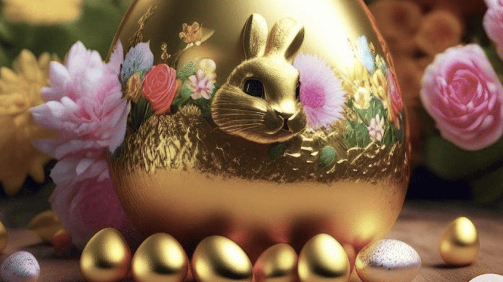 ai image of a gold egg with a bunny head