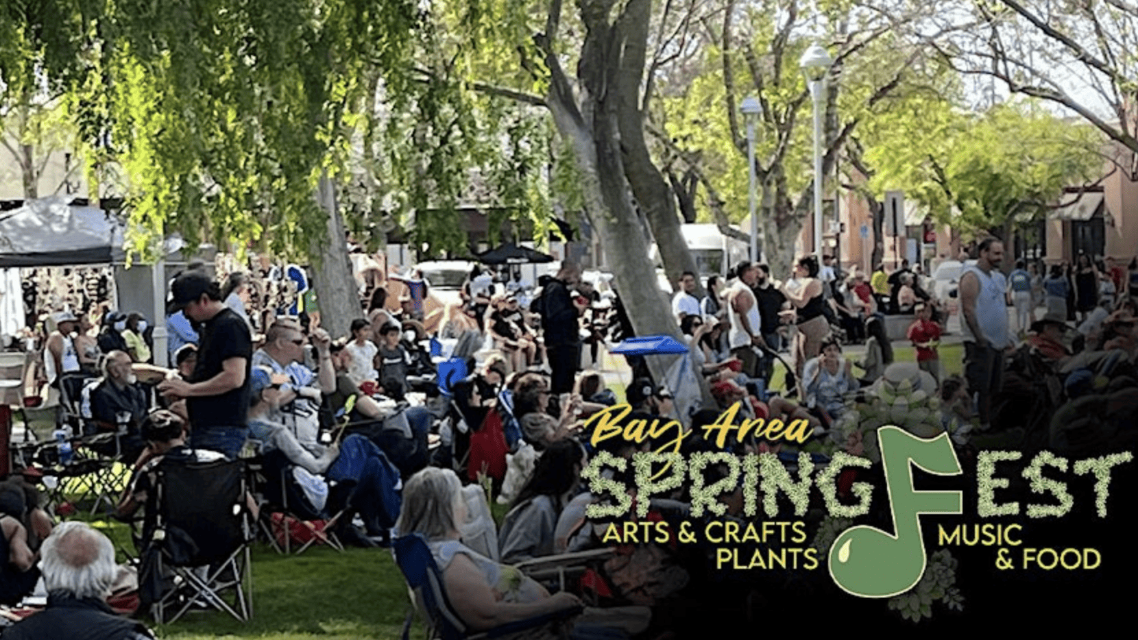 people sit in the park listening to music at Bay Area SpringFest