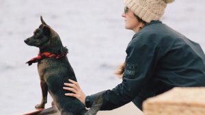 Next Level Sailing person and dog on boat