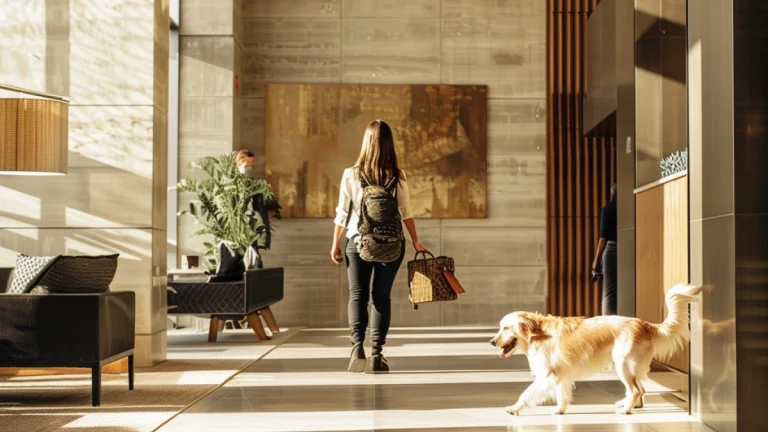 Pro photo dog and person walking into a really dog