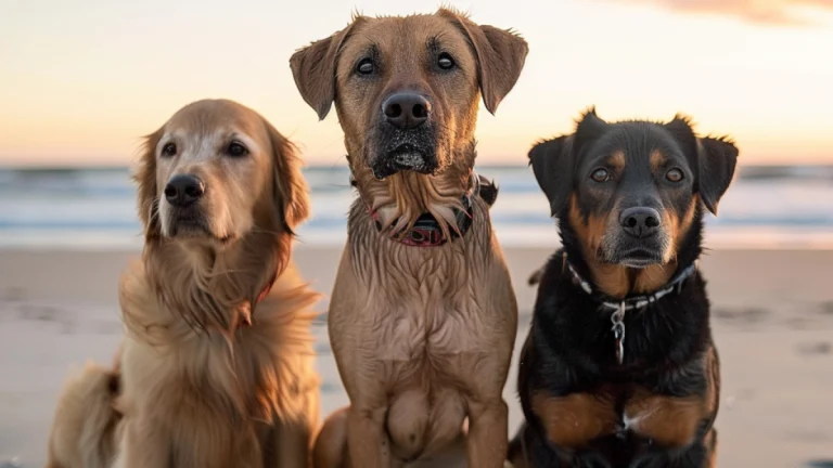 Professional photo of dogs on the beach