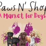 The "Paws N' Shop" promotional image is sure to catch the eyes of pet owners. It displays beautifully hand-drawn illustrations of three different dog breeds. This artistic trio is set against a backdrop richly designed with flowers, lavishing warmth and nature's touch upon the viewers. Hovering prominently above these designs are the store's boldly-stated logo and its straightforward tagline - "A Market for Pet Supplies," making it clear what all dog enthusiasts can expect from this place - everything they possibly need for their beloved pets.