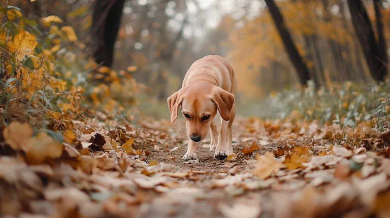 A dog checking a scent trail --ar 169 --v 6.1