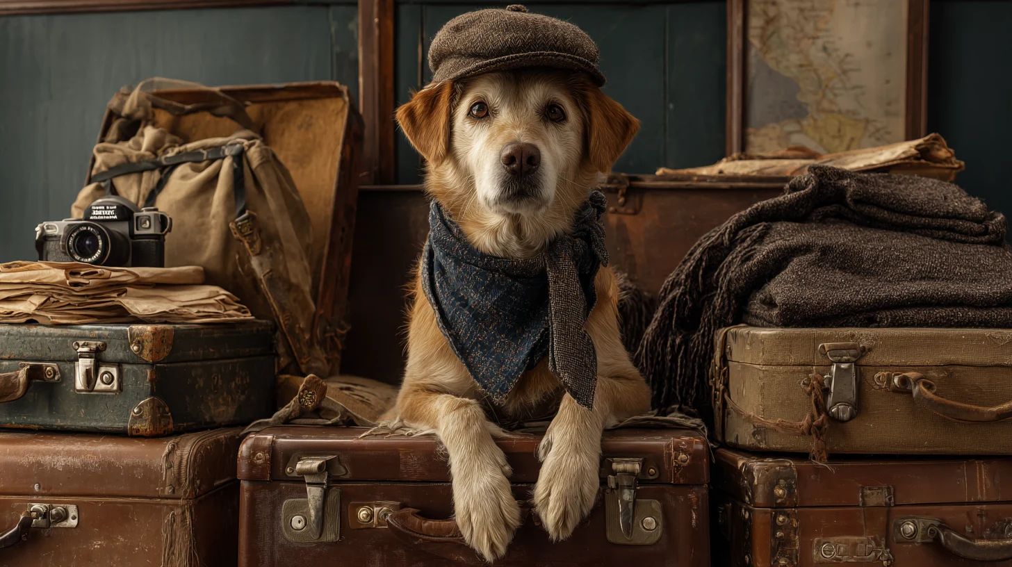 A dog prepared to travel --ar 169 --v 7