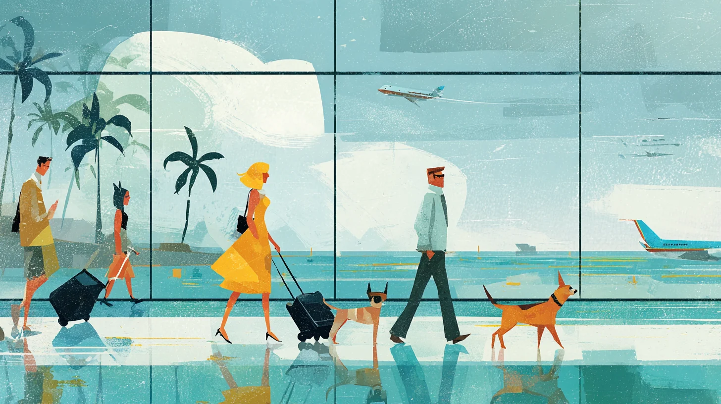 In the style of keith negley dog friendly californ