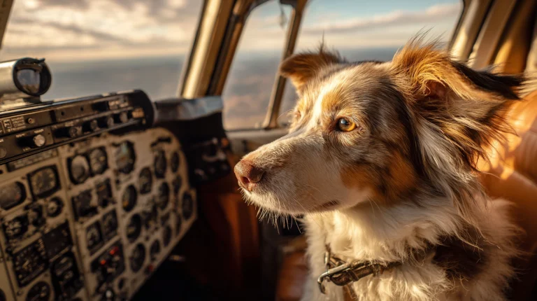 Dog flying an airplace -ar 169 -v 7