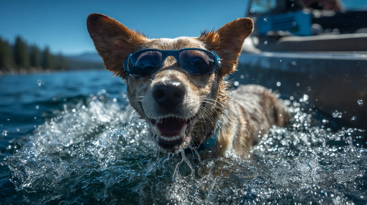 Lake taho summer fun for dogds --ar 169 --v 7