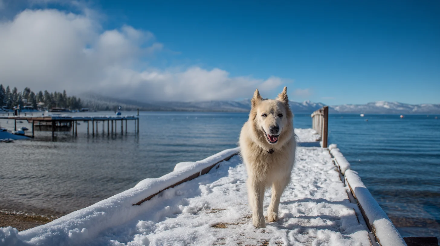 Lake tahoe winter fun with dogd --ar 169 --v 7